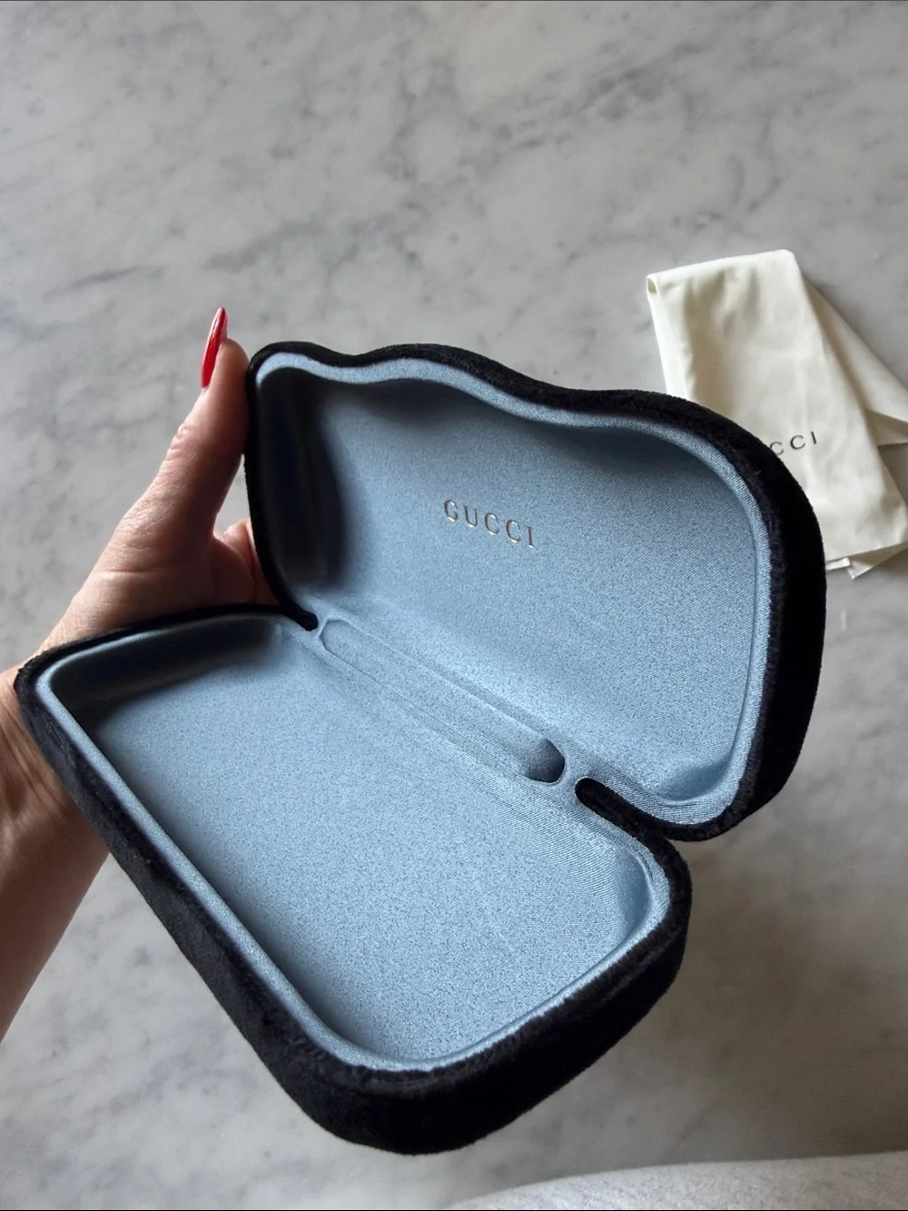 Gucci Black Eyewear Case with Cream Branded Cloth